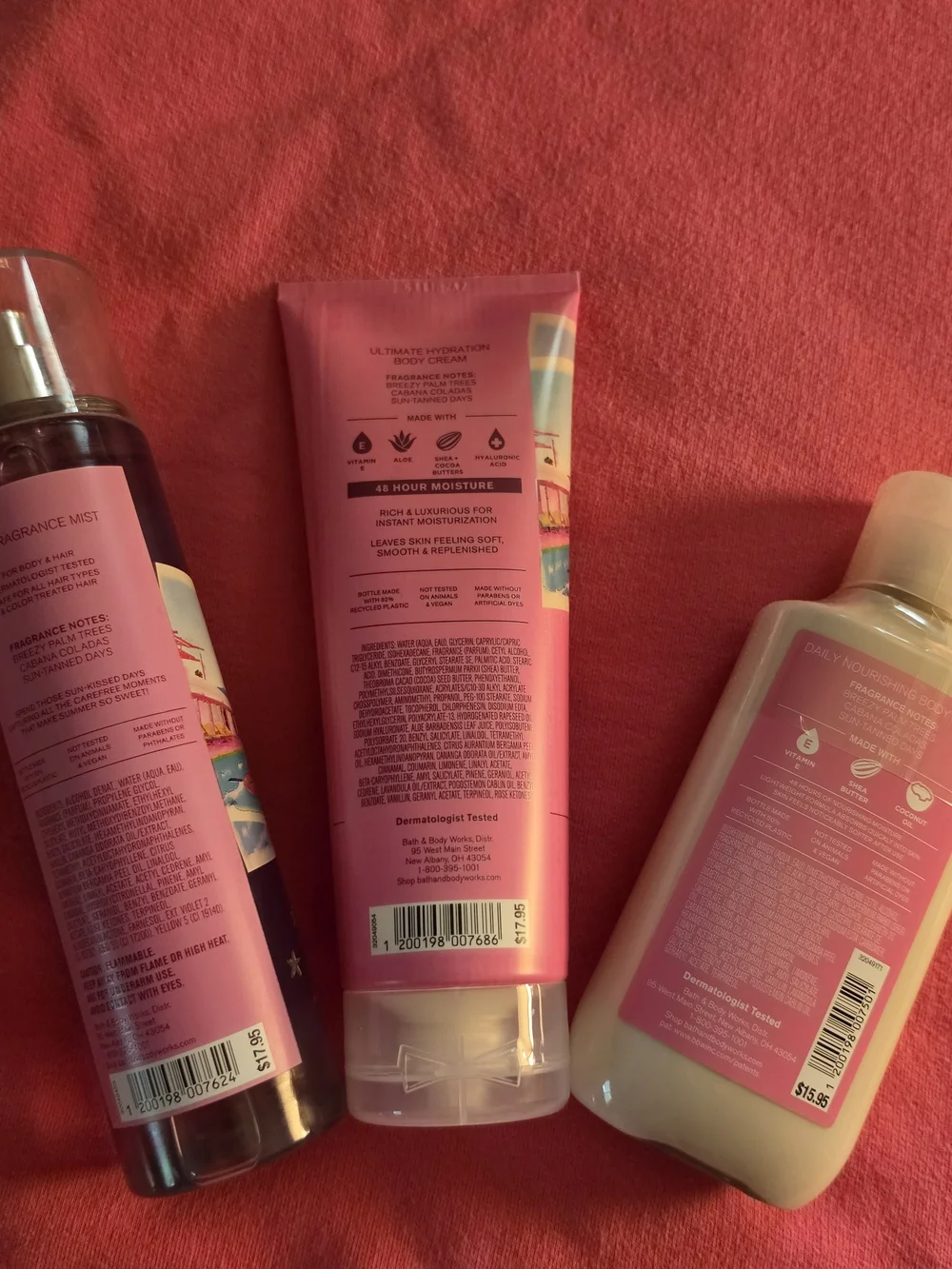Bath & Body Works Meet Me in Miami Hydrating Body Cream, Lotion & Mist - Pink